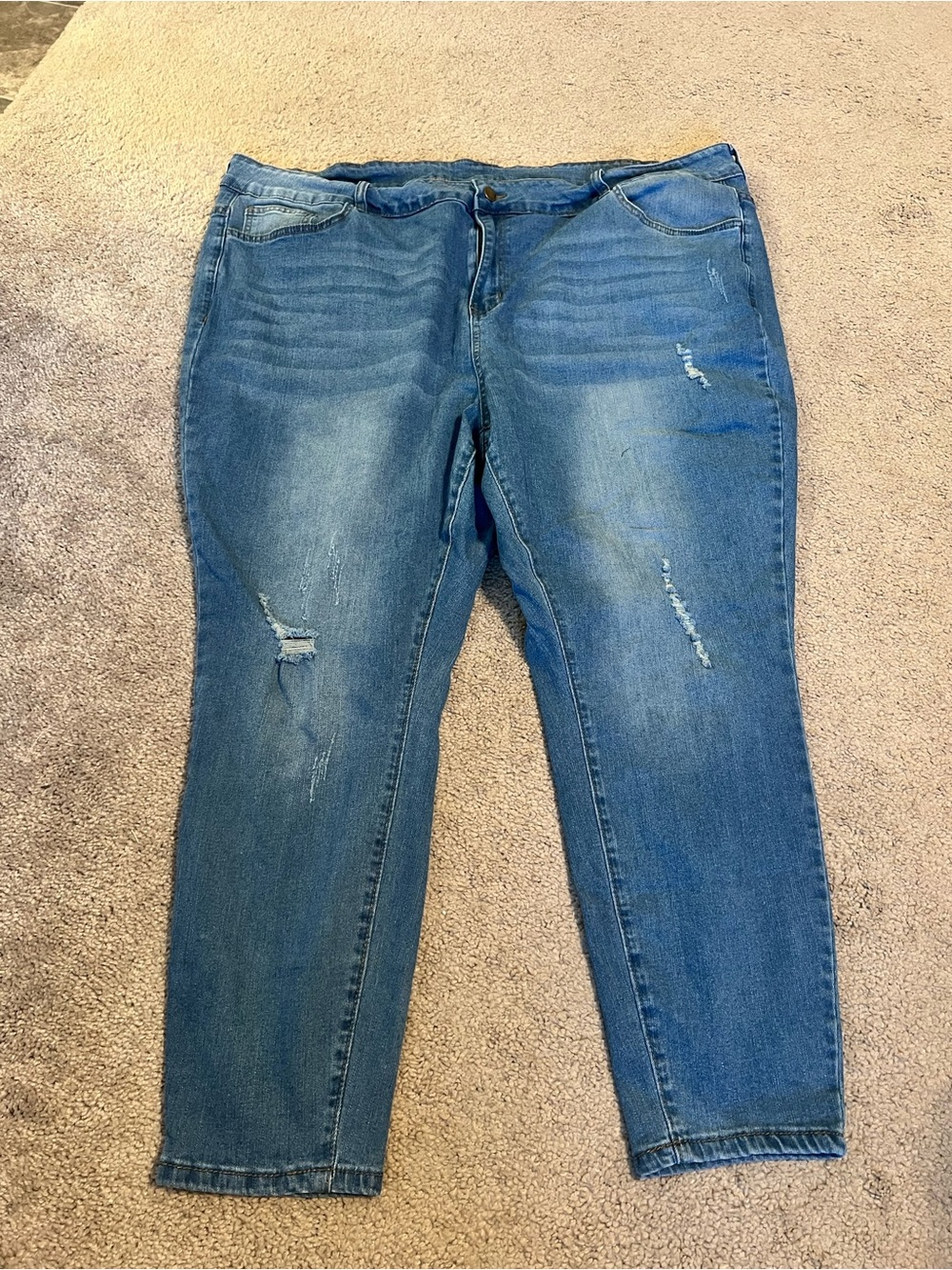 Light Wash Distressed Denim Jeans